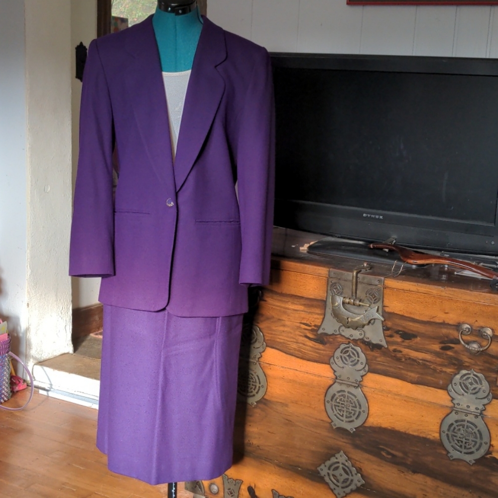 Pendleton Purple Wool Skirt Suit